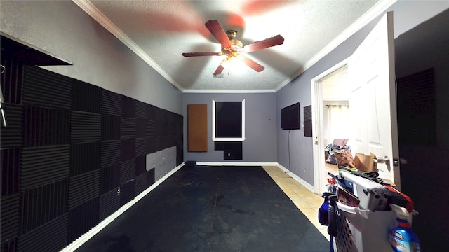 907 Axilda St, Houston, TX 77017 - interior space with ornamental molding, tile patterned flooring, and a textured ceiling