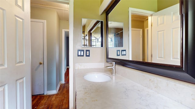 907 Axilda St, Houston, TX 77017 - bathroom with vanity and wood finished floors