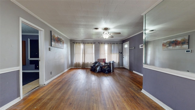 907 Axilda St, Houston, TX 77017 - sitting room with hardwood / wood-style floors, ceiling fan, and ornamental molding