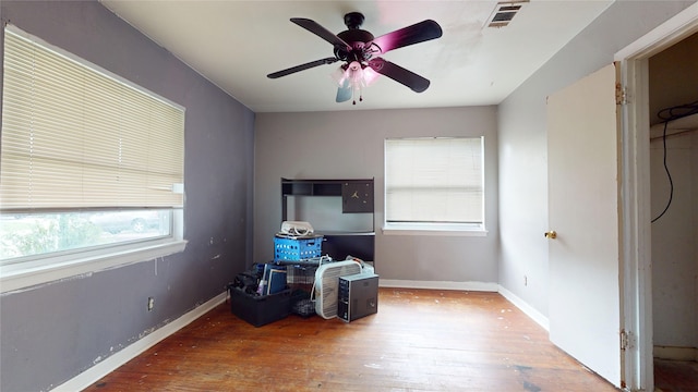 907 Axilda St, Houston, TX 77017 - misc room featuring hardwood / wood-style flooring and a ceiling fan