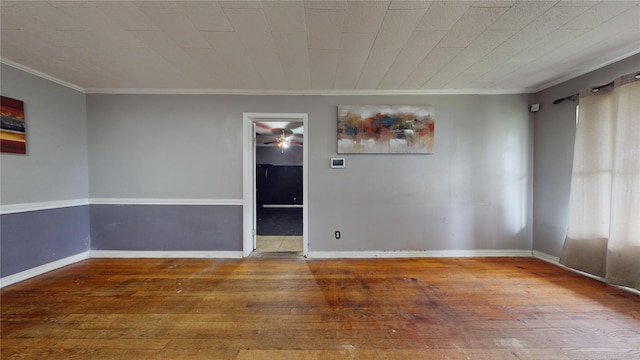 907 Axilda St, Houston, TX 77017 - unfurnished room featuring crown molding, hardwood / wood-style flooring, and a ceiling fan