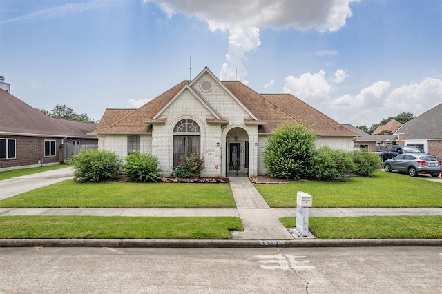 4417 Alamance St, Baytown, TX 77521 - view of front of house featuring brick siding, a front lawn, and a shingled roof