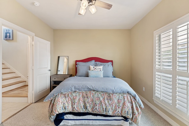 3908 Center St, Houston, TX 77007 - bedroom with carpet floors and ceiling fan