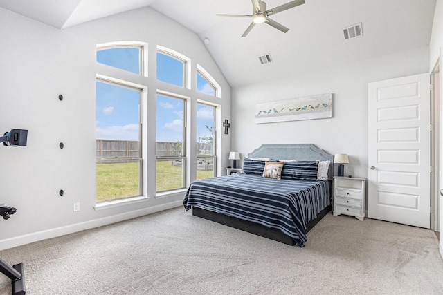 3119 Honeysuckle Way, Katy, TX 77493 - bedroom featuring carpet flooring, vaulted ceiling, and ceiling fan