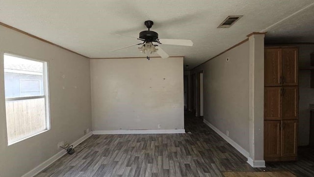 11919 Kingslake Forest Dr, Houston, TX 77044 - spare room featuring wood finished floors, a ceiling fan, a textured ceiling, and ornamental molding