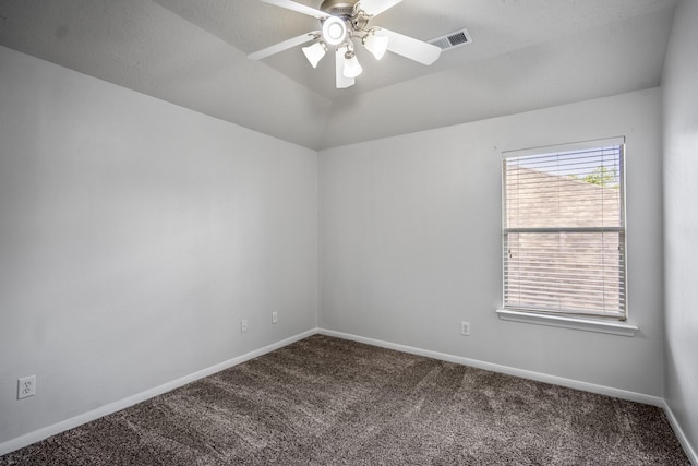7214 Emerald Run Ln, Spring, TX 77379 - empty room with carpet floors, a ceiling fan, and lofted ceiling