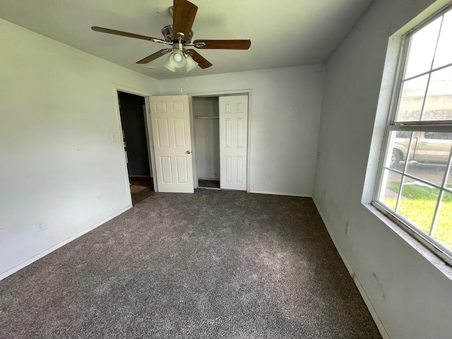 5746 Groveton St, Houston, TX 77033 - unfurnished bedroom with carpet floors, a closet, and a ceiling fan