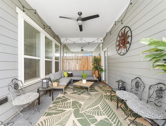 17023 Canosa Dr, Cypress, TX 77433 - view of patio with outdoor lounge area and ceiling fan