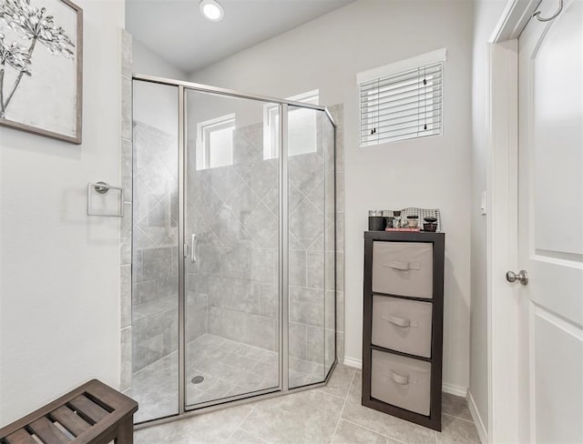 17023 Canosa Dr, Cypress, TX 77433 - full bath with a shower stall, tile patterned floors, and recessed lighting