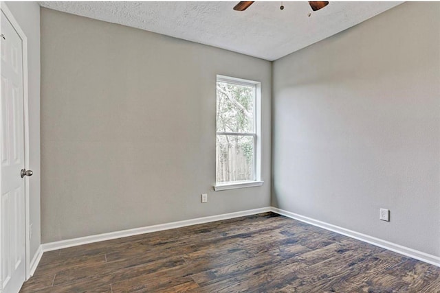 4137 Galesburg St, Houston, TX 77051 - unfurnished room with dark wood-style flooring, a ceiling fan, and a textured ceiling