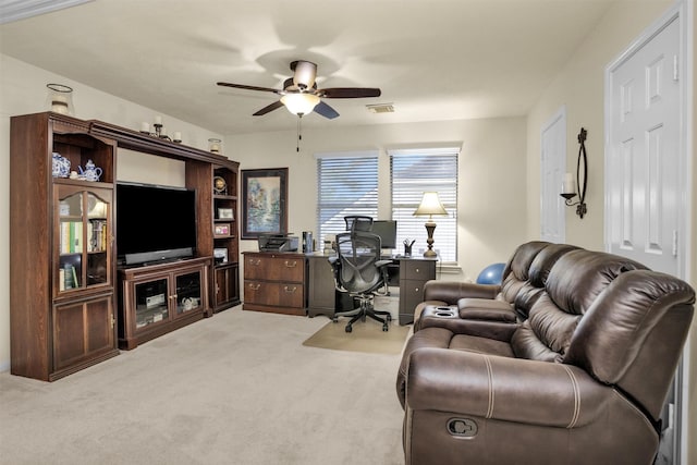 21006 Indigo Field Ln, Richmond, TX 77407 - office with ceiling fan and carpet floors