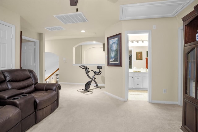 21006 Indigo Field Ln, Richmond, TX 77407 - living area featuring light colored carpet and recessed lighting