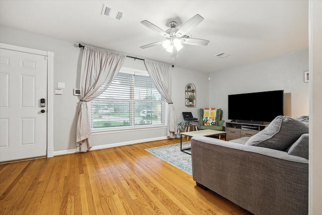 1130 W 30th St, Houston, TX 77018 - living room with light wood-type flooring and a ceiling fan