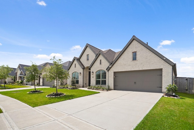 19019 Dappled Mare Cir, Tomball, TX 77377 - french country style house featuring brick siding, a garage, and concrete driveway