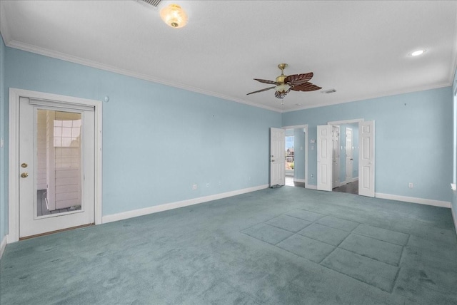2250 Broadway St, San Leon, TX 77539 - carpeted empty room featuring ornamental molding and ceiling fan
