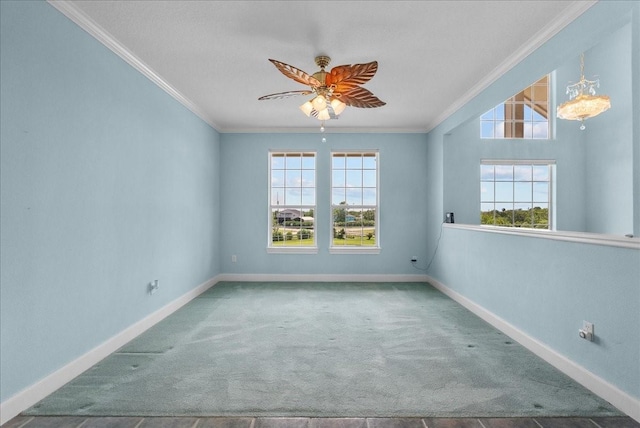 2250 Broadway St, San Leon, TX 77539 - carpeted spare room featuring ornamental molding, healthy amount of natural light, and ceiling fan