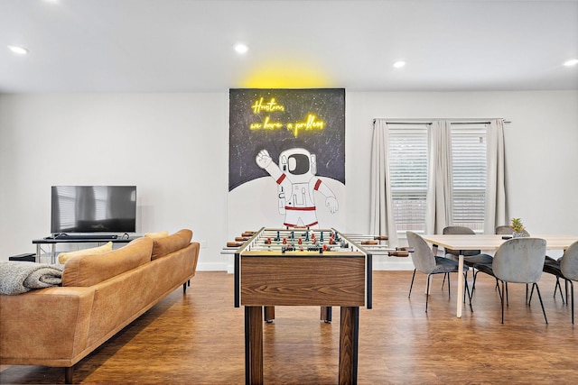 4209 Gunter St, Houston, TX 77020 - rec room featuring wood finished floors and recessed lighting