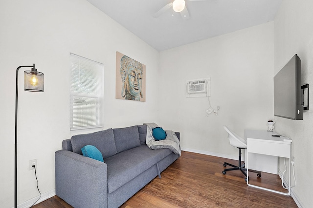 4209 Gunter St, Houston, TX 77020 - office area featuring a ceiling fan and wood finished floors