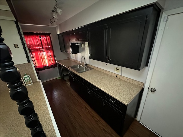 717 Circle Way, Alvin, TX 77511 - kitchen with dark cabinets, dark wood-type flooring, and light countertops
