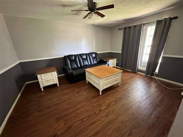 717 Circle Way, Alvin, TX 77511 - living room with ceiling fan and dark wood-type flooring