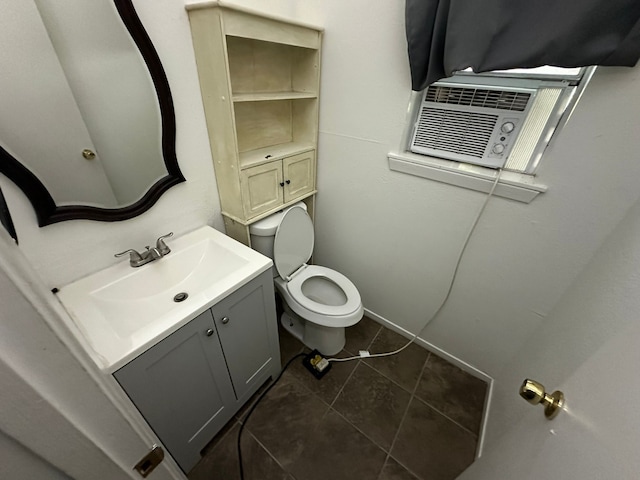 717 Circle Way, Alvin, TX 77511 - half bath featuring vanity, tile patterned flooring, and cooling unit