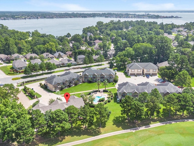 16020 Fountainview Dr Unit 21, Montgomery, TX 77356 - aerial perspective of suburban area featuring a large body of water