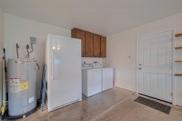 1640 Shepherd St, Hempstead, TX 77445 - washroom with water heater, cabinet space, and washer and clothes dryer