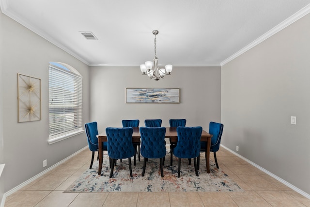 13815 Lake Livingston Dr, Houston, TX 77044 - dining room featuring a chandelier, crown molding, and tile patterned flooring