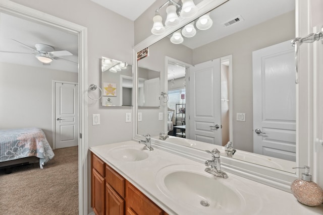 13815 Lake Livingston Dr, Houston, TX 77044 - ensuite bathroom with double vanity and a ceiling fan