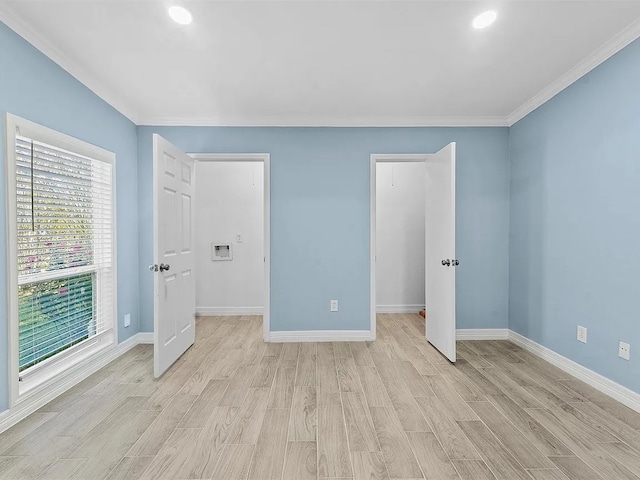 4418 Dacca Dr, Houston, TX 77047 - unfurnished bedroom featuring light wood finished floors, crown molding, and recessed lighting