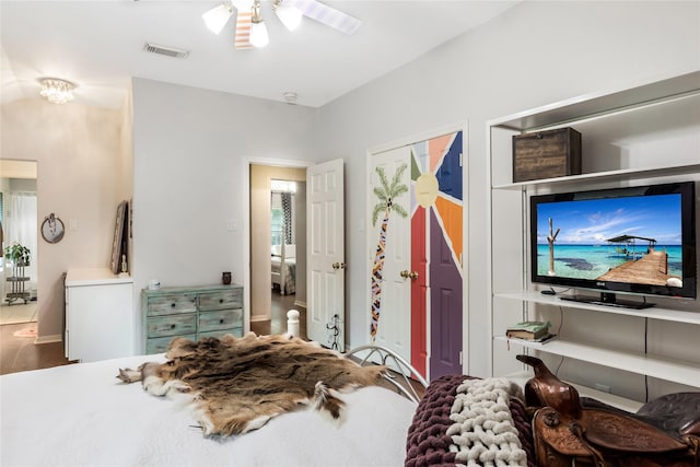 14419 Timbergreen Dr, Magnolia, TX 77355 - bedroom with a ceiling fan and wood finished floors