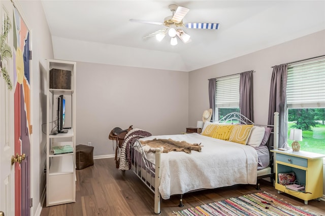 14419 Timbergreen Dr, Magnolia, TX 77355 - bedroom with wood finished floors, ceiling fan, and lofted ceiling