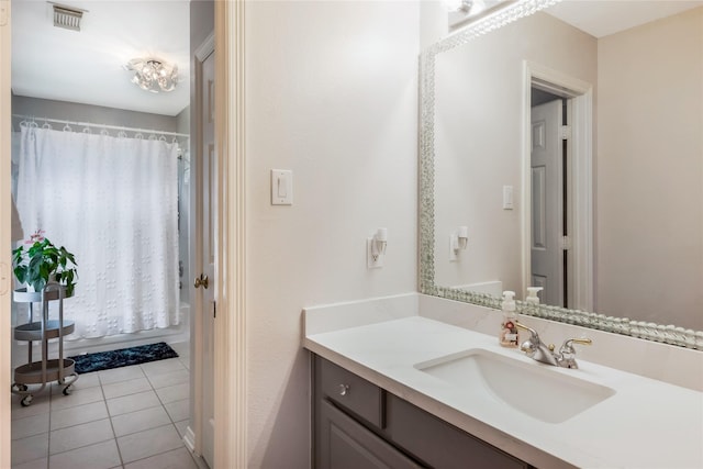 14419 Timbergreen Dr, Magnolia, TX 77355 - bathroom featuring vanity, a shower with curtain, and tile patterned floors