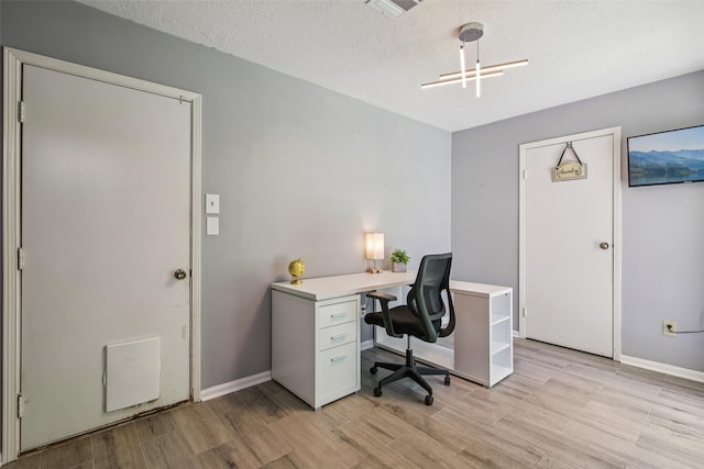 5210 Creek Shadows Dr, Houston, TX 77339 - home office featuring light wood-type flooring and a textured ceiling