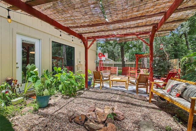 5210 Creek Shadows Dr, Houston, TX 77339 - view of patio / terrace featuring a pergola and an outdoor living space