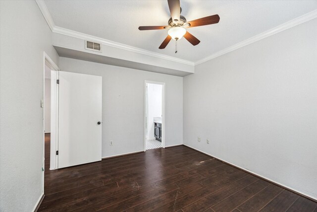 1881 Bering Dr Unit 83, Houston, TX 77057 - unfurnished bedroom with ornamental molding, hardwood / wood-style flooring, ensuite bathroom, and ceiling fan