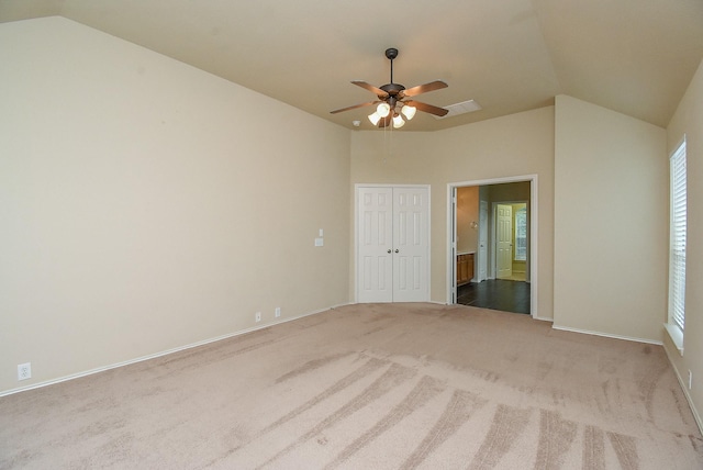 2814 Edgewick Elm St, Fresno, TX 77545 - carpeted spare room with vaulted ceiling and a ceiling fan