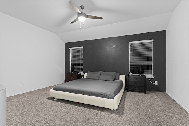 14205 Dream Rd, New Caney, TX 77357 - carpeted bedroom with lofted ceiling and a ceiling fan