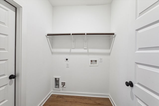 390 Kendall Crest Dr, Alvin, TX 77511 - washroom featuring hookup for an electric dryer, washer hookup, and dark wood-style flooring