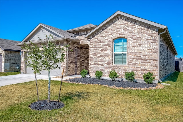 18623 Swainboro Dr, New Caney, TX 77357 - french provincial home with an attached garage, brick siding, and a front lawn