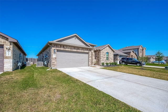 18623 Swainboro Dr, New Caney, TX 77357 - single story home featuring an attached garage, concrete driveway, a front yard, and brick siding