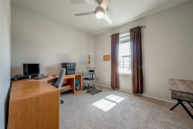 18623 Swainboro Dr, New Caney, TX 77357 - office area with light carpet and ceiling fan