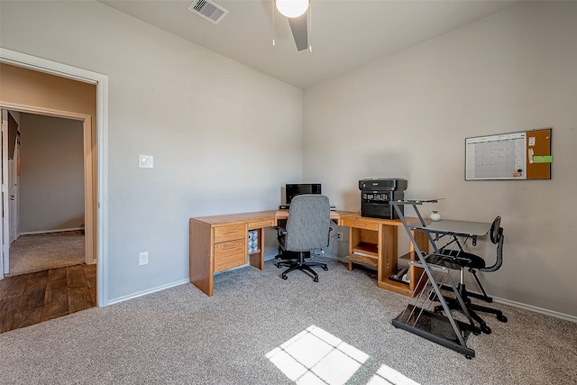 18623 Swainboro Dr, New Caney, TX 77357 - office space with a ceiling fan and carpet