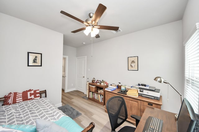 9016 Lonestar River Ln, Houston, TX 77080 - office space with a ceiling fan and light wood finished floors