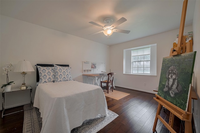 7634 Braesdale Ln, Houston, TX 77071 - bedroom with hardwood / wood-style floors and a ceiling fan