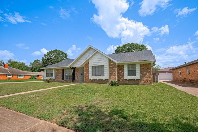 7634 Braesdale Ln, Houston, TX 77071 - single story home featuring an outbuilding, brick siding, a front lawn, and a shingled roof