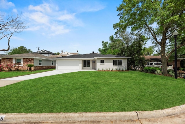 4406 Merwin St, Houston, TX 77027 - ranch-style home with driveway, a garage, a front yard, and brick siding