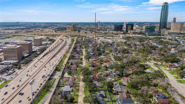 4422 Merwin St, Houston, TX 77027 - aerial view of property and surrounding area featuring a main thoroughfare and nearby urban area