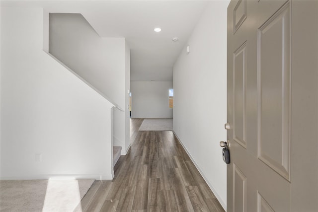 27214 Leeward Jetty Dr, Katy, TX 77493 - hallway featuring wood finished floors and recessed lighting