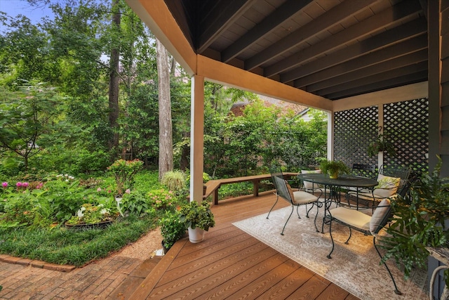 11 Leaf Trace Ct, Spring, TX 77381 - wooden deck with outdoor dining area